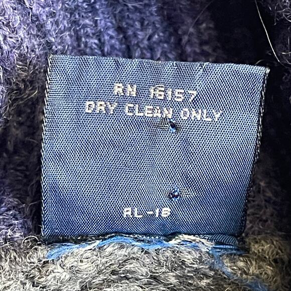 VINTAGE 90s GANT Charcoal Worsted Wool Shawl Collar Cable Knit Sweater Size L - Picture 5 of 5